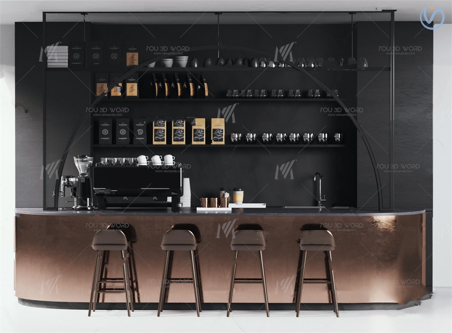 3d model of modern coffee bar